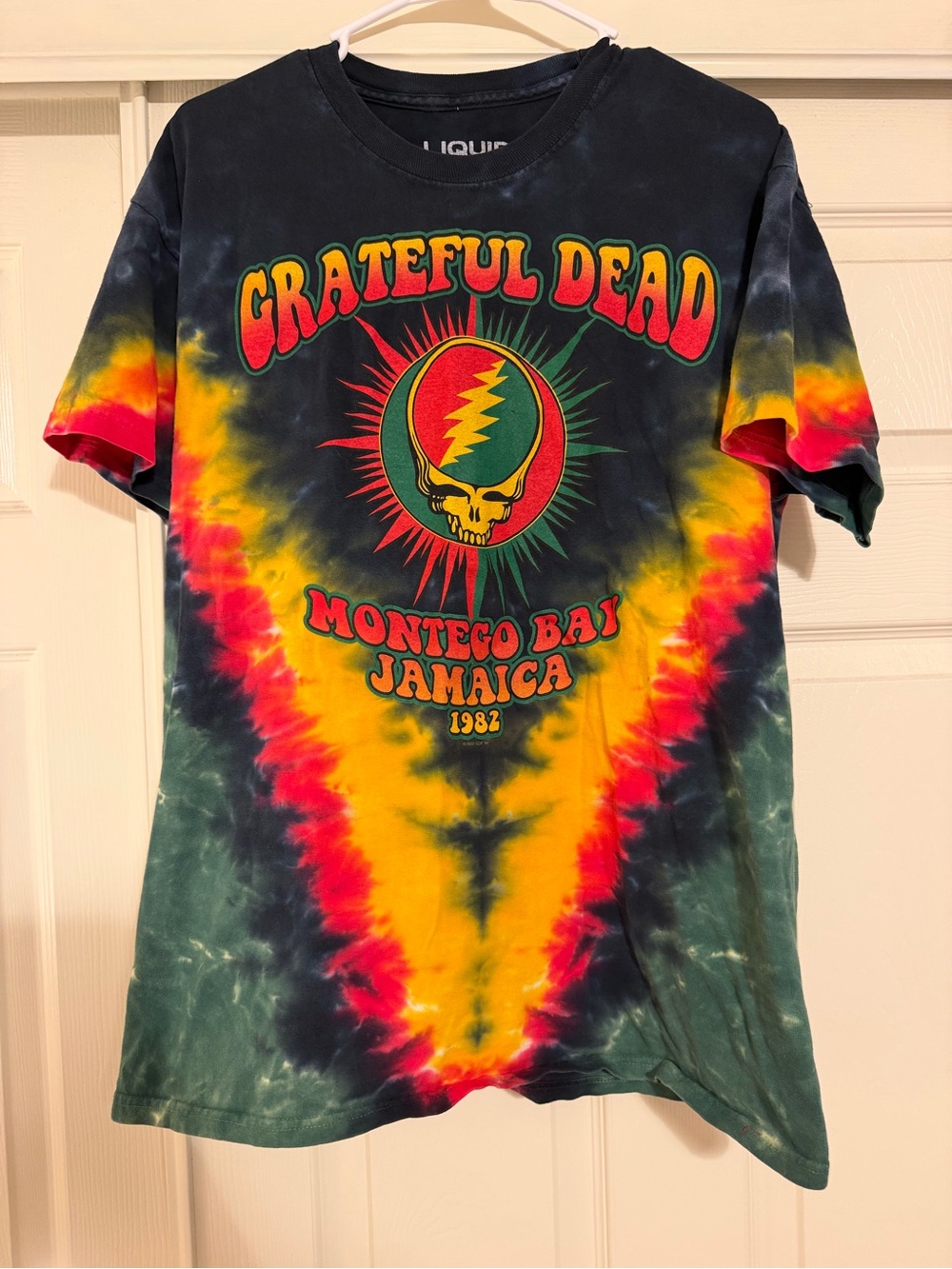 Grateful Dead Sz LG Tie Dye MONTEGO BAY JAMAICA Liquid Blue